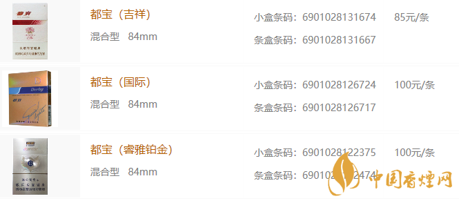 都寶香煙價(jià)格表圖一覽 都寶香煙多少錢一包