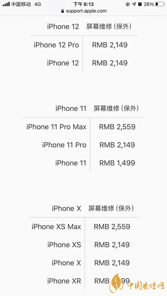 iPhone12系列屏幕維修價格公布 iPhone系列手機屏幕維修價格表